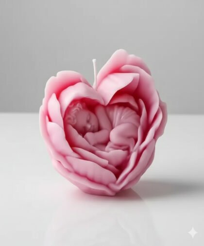 Baby Flower Heart Candle